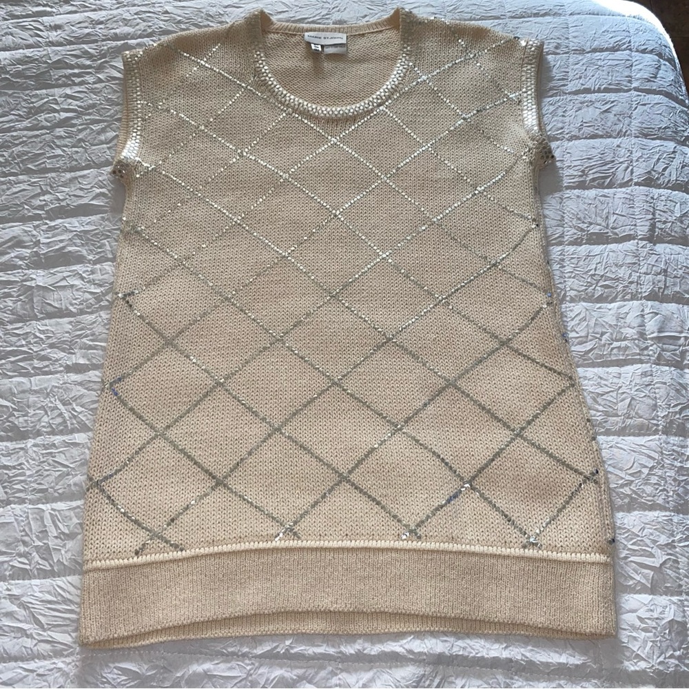 St John Embellished Round Neck Sequin Neckline Knit Tunic Top‎ Size Large - Picture 14 of 16